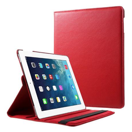 EIDERWOOD iPad 4 / 3 / 2 Kunstlæder Flip Cover m. Elastik & Roterbar Funktion - Rød