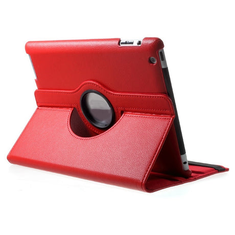 EIDERWOOD iPad 4 / 3 / 2 Kunstlæder Flip Cover m. Elastik & Roterbar Funktion - Rød