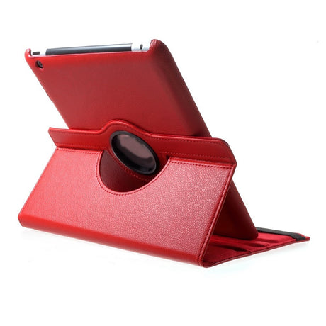 EIDERWOOD iPad 4 / 3 / 2 Kunstlæder Flip Cover m. Elastik & Roterbar Funktion - Rød