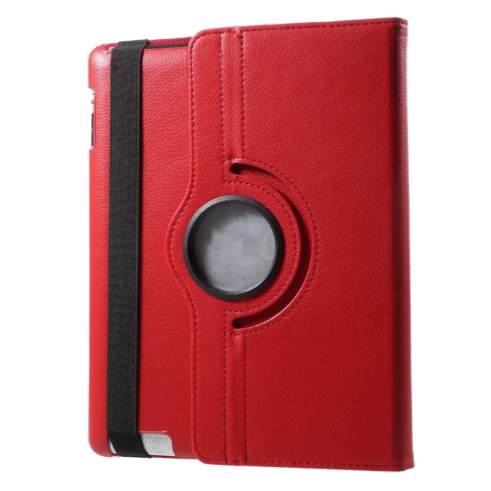 EIDERWOOD iPad 4 / 3 / 2 Kunstlæder Flip Cover m. Elastik & Roterbar Funktion - Rød