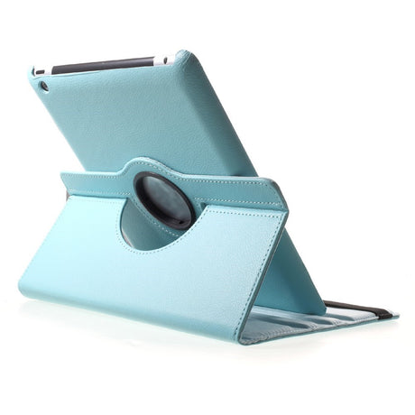 EIDERWOOD iPad 4 / 3 / 2 Kunstlæder Flip Cover m. Elastik & Roterbar Funktion - Lyseblå