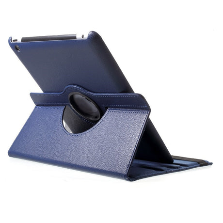 EIDERWOOD iPad 4 / 3 / 2 Kunstlæder Flip Cover m. Elastik & Roterbar Funktion - Blå