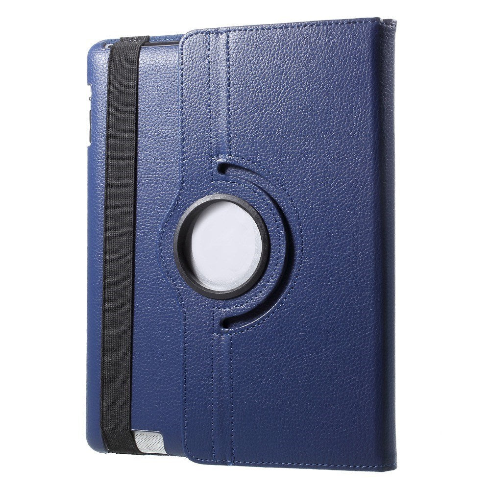 EIDERWOOD iPad 4 / 3 / 2 Kunstlæder Flip Cover m. Elastik & Roterbar Funktion - Blå