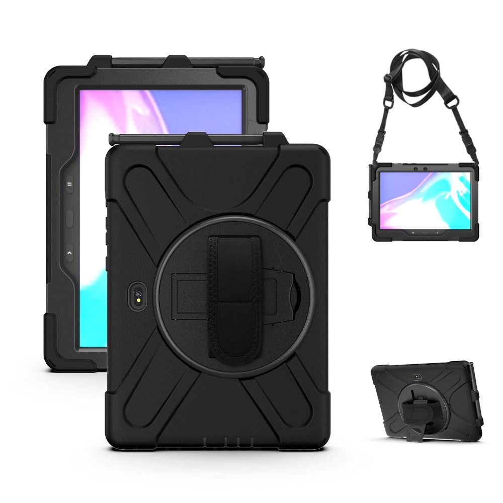 Samsung Galaxy Tab Active Pro / 4 Pro Håndværker Cover m. 360⁰ Fod & Skulderstrop - Sort