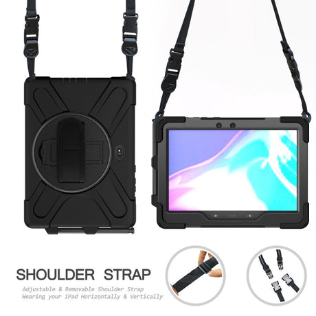 Samsung Galaxy Tab Active Pro / 4 Pro Håndværker Cover m. 360⁰ Fod & Skulderstrop - Sort