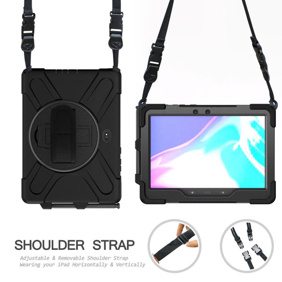 Samsung Galaxy Tab Active Pro / 4 Pro Håndværker Cover m. 360⁰ Fod & Skulderstrop - Sort