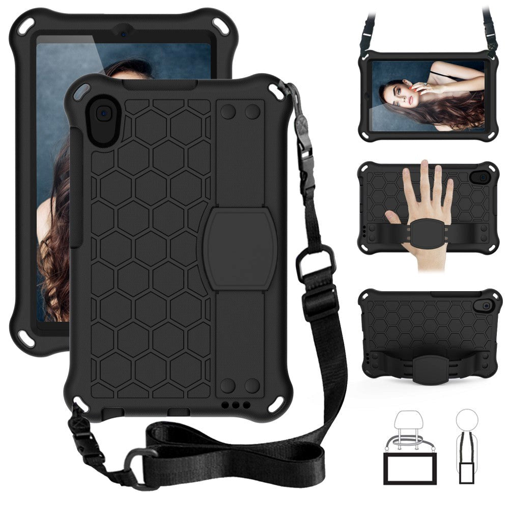 Samsung Galaxy Tab A 8.4 (2020) Børnecover m. Skulderstrop - Bikube Mønster - Sort