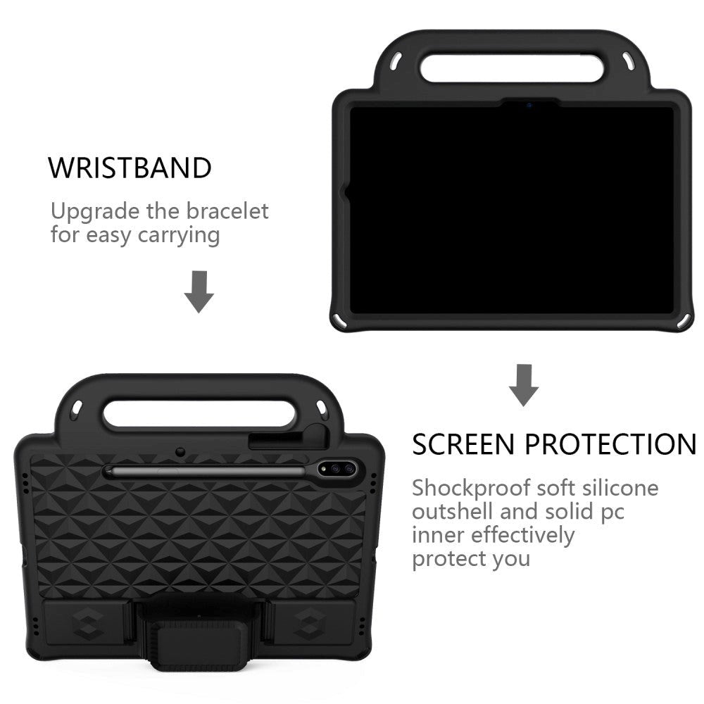 Samsung Galaxy Tab S7 Håndværker Cover m. Pencil Holder, Bærestrop & Skulderstrop - Sort