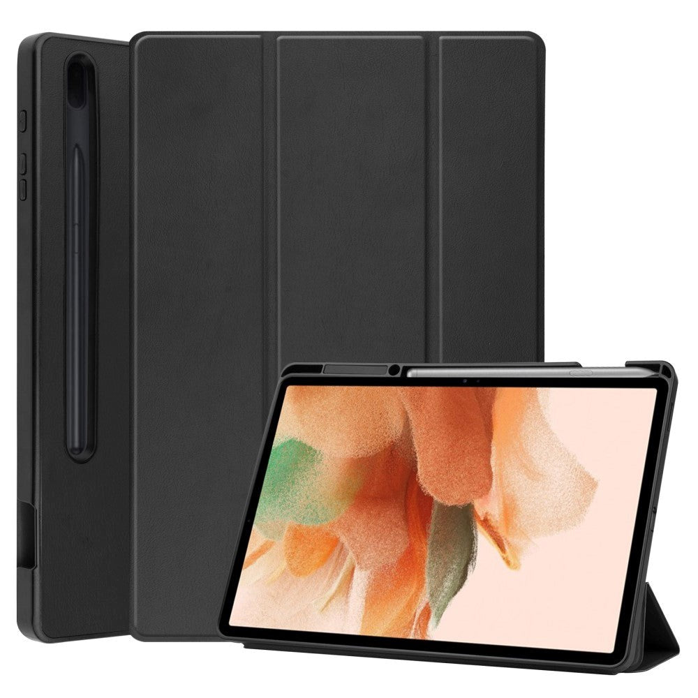 Samsung Galaxy Tab S7 FE Tri-fold Flip Cover m. Vågeblus Funktion - Sort