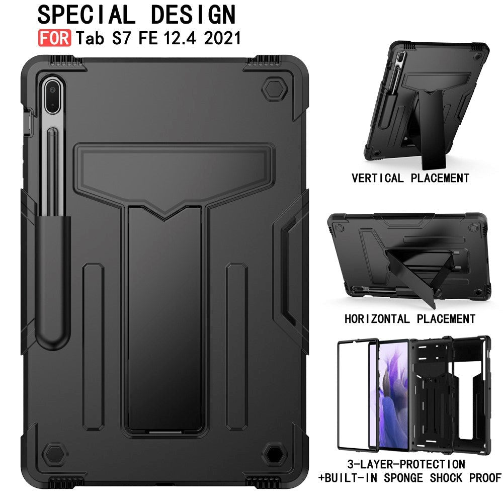 Samsung Galaxy Tab S7 FE Håndværker Cover m. Kickstand - Sort