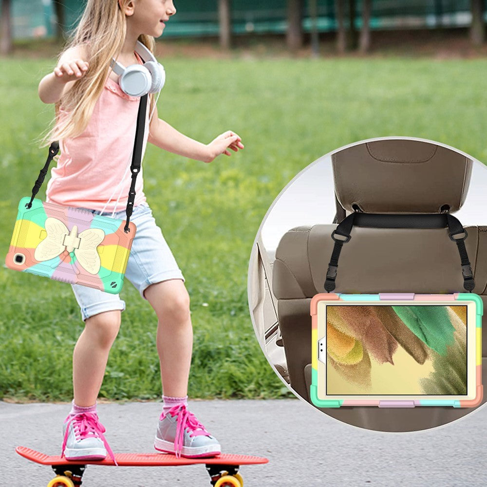 Samsung Galaxy Tab A7 Lite Børne Cover - Butterfly Kickstand Cover - Regnbue V2