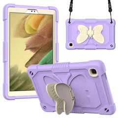 Samsung Galaxy Tab A7 Lite Børne Cover - Butterfly Kickstand Cover - Lilla & Grå