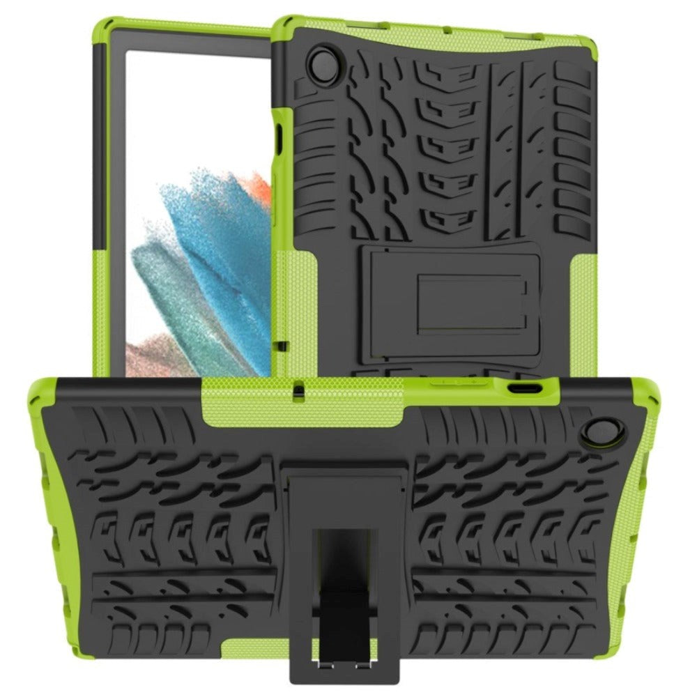 Samsung Galaxy Tab A8 10.5" (2021) Håndværker Cover m. Dæk Design & Ståfunktion - Sort & Grøn