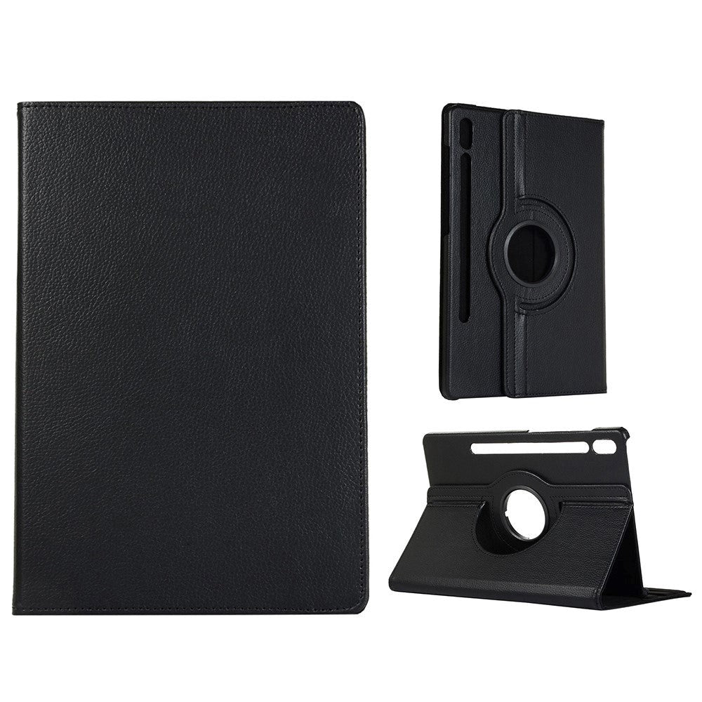 Samsung Galaxy Tab S8 / S7 Læder Flip Cover m. Standerfunktion & Penholder - Sort