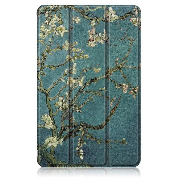 Huawei MatePad 10.4" Læder Cover - Hvide Blomster
