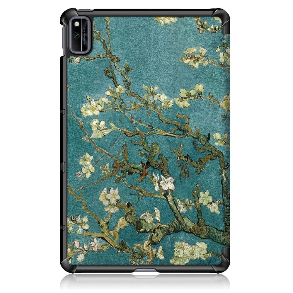 Huawei MatePad 10.4" Læder Cover - Hvide Blomster