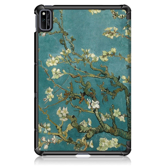 Huawei MatePad 10.4" Læder Cover - Hvide Blomster