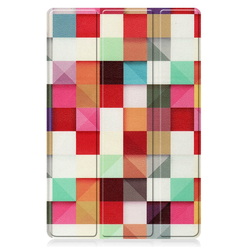 Huawei MatePad 11 Tri-fold Flip Cover m. Vågeblus Funktion - Farverige Firkanter