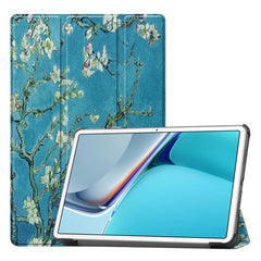 Huawei MatePad 11 Tri-fold Flip Cover m. Vågeblus Funktion - Blomstergrene