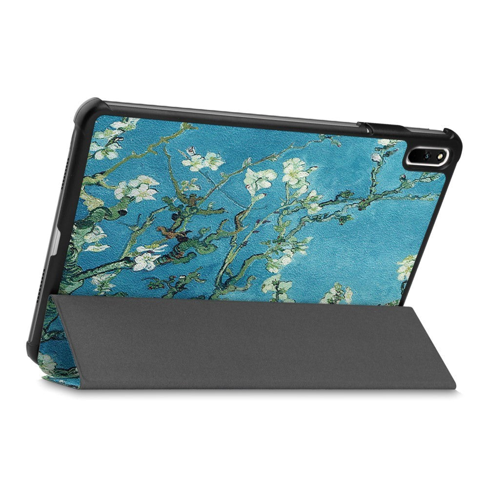 Huawei MatePad 11 Tri-fold Flip Cover m. Vågeblus Funktion - Blomstergrene
