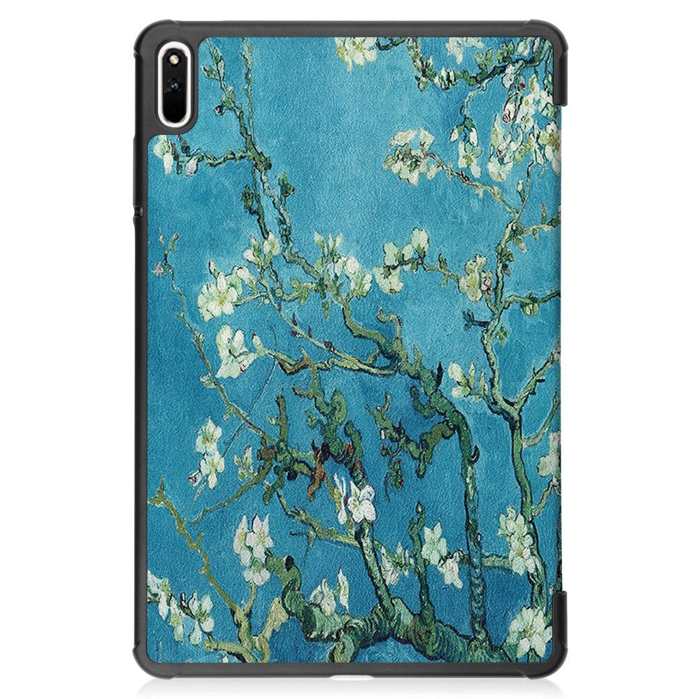Huawei MatePad 11 Tri-fold Flip Cover m. Vågeblus Funktion - Blomstergrene