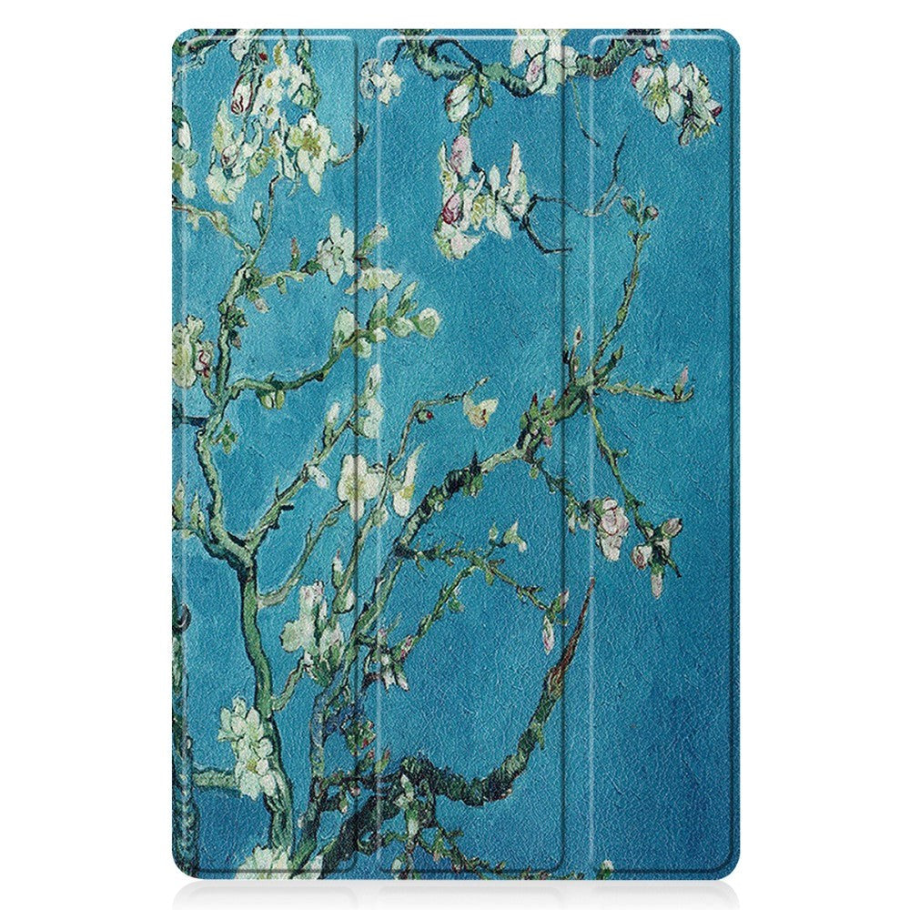 Huawei MatePad 11 Tri-fold Flip Cover m. Vågeblus Funktion - Blomstergrene