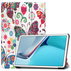 Huawei MatePad 11 Tri-fold Flip Cover m. Vågeblus Funktion - Sommerfugle