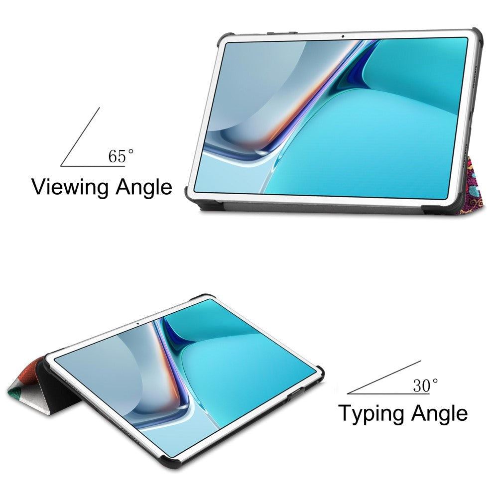 Huawei MatePad 11 Tri-fold Flip Cover m. Vågeblus Funktion - Sommerfugle