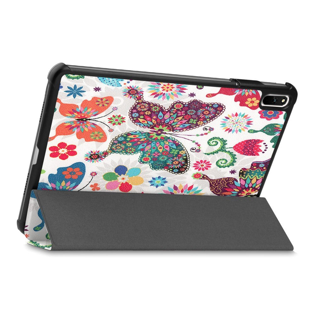 Huawei MatePad 11 Tri-fold Flip Cover m. Vågeblus Funktion - Sommerfugle