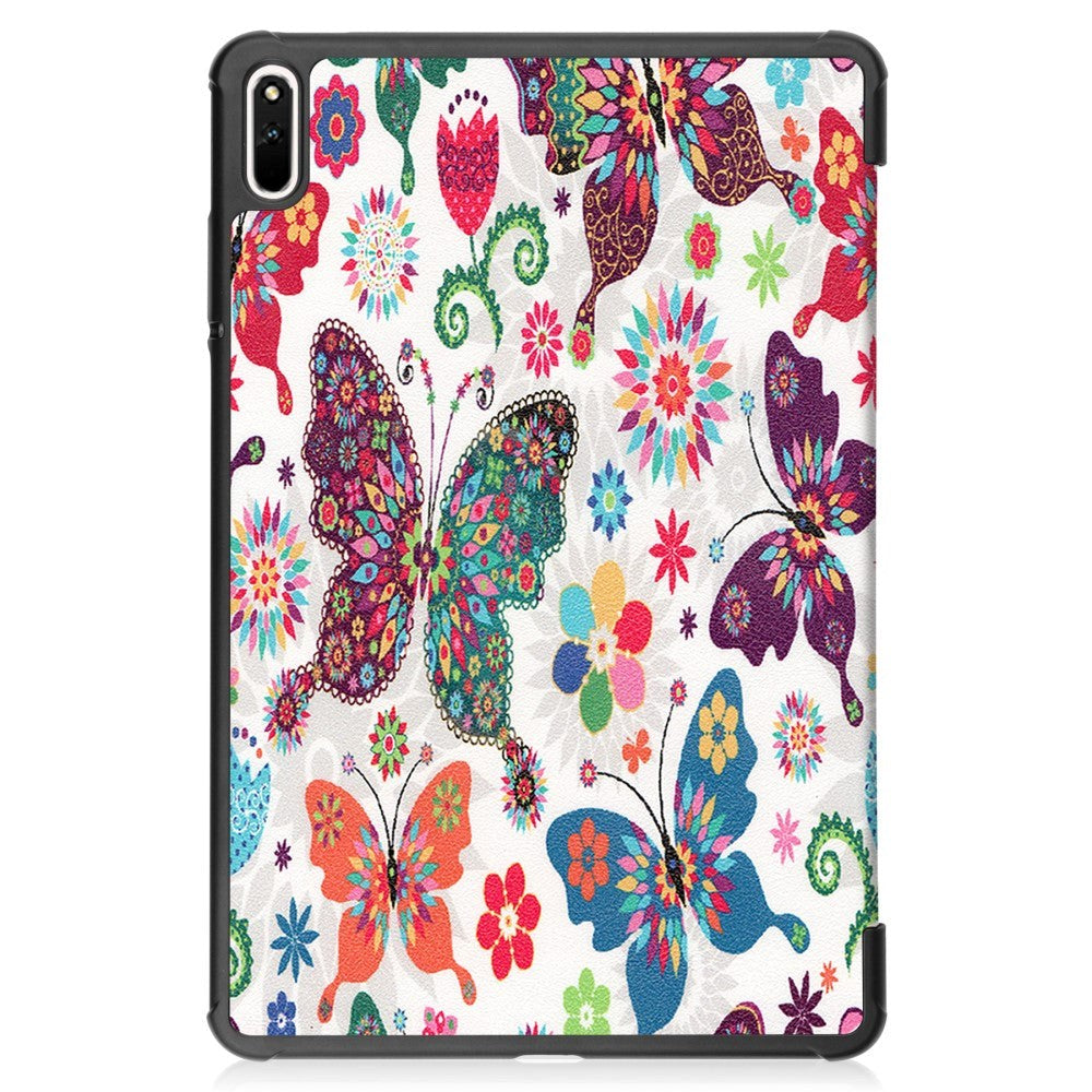Huawei MatePad 11 Tri-fold Flip Cover m. Vågeblus Funktion - Sommerfugle