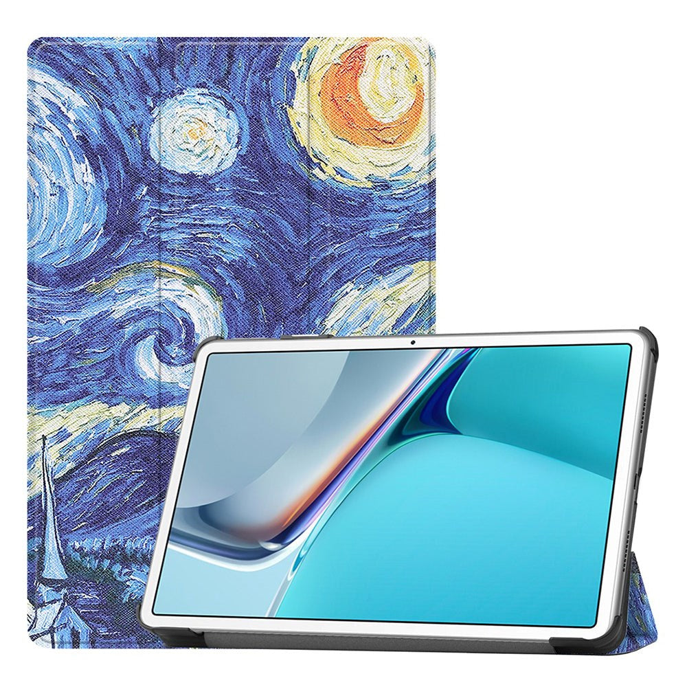 Huawei MatePad 11 Tri-fold Flip Cover m. Vågeblus Funktion - Oliemaleri