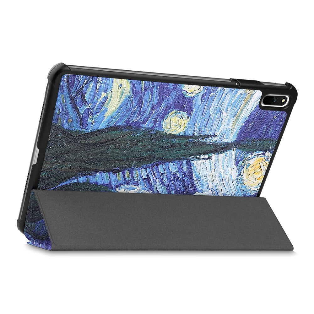 Huawei MatePad 11 Tri-fold Flip Cover m. Vågeblus Funktion - Oliemaleri