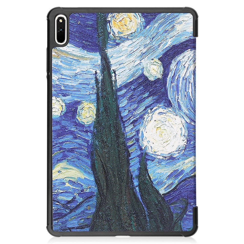 Huawei MatePad 11 Tri-fold Flip Cover m. Vågeblus Funktion - Oliemaleri