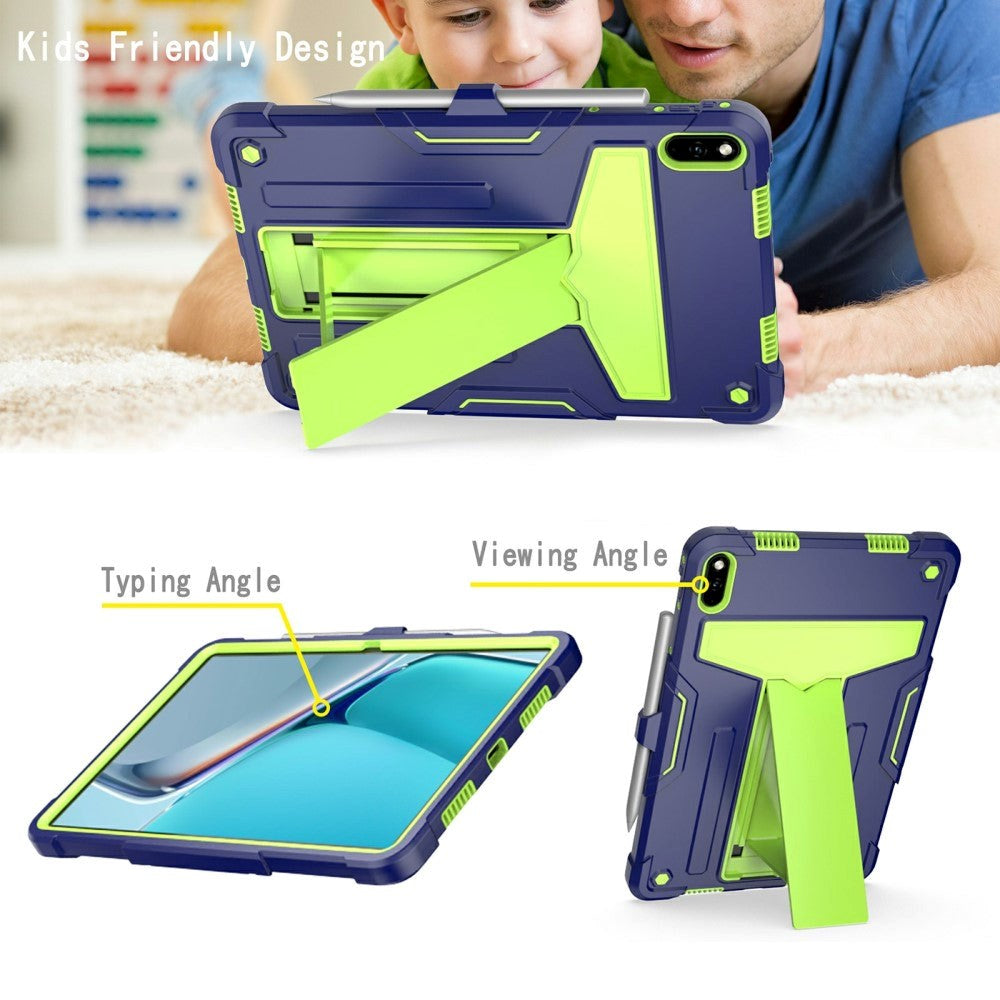 Huawei MatePad 11 Håndværker Cover m. Kickstand & Penholder - Mørkeblå & Grøn