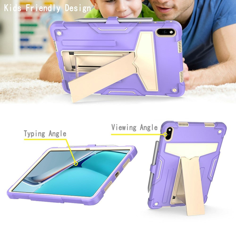Huawei MatePad 11 Håndværker Cover m. Kickstand & Penholder - Lilla & Beige