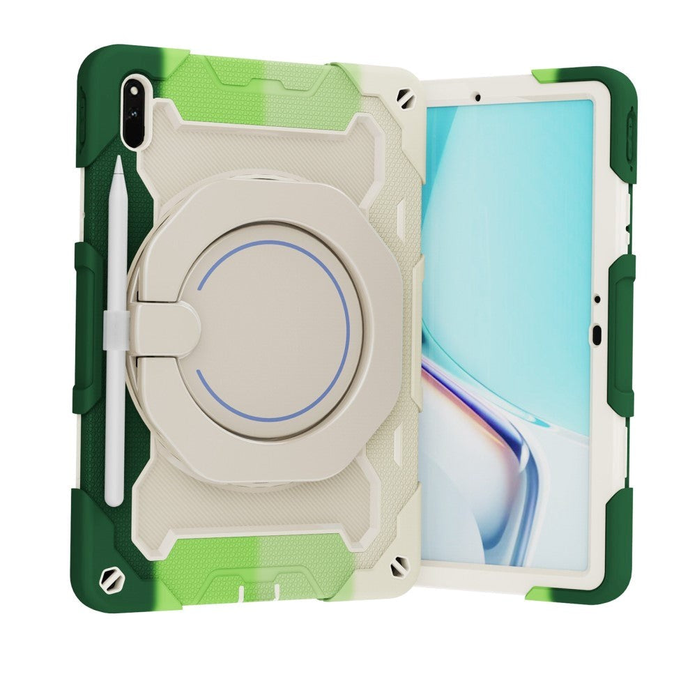Huawei MatePad 11 Håndværker Cover m. Ståfunktion, Håndholder & Penholder - Hvid / Grøn