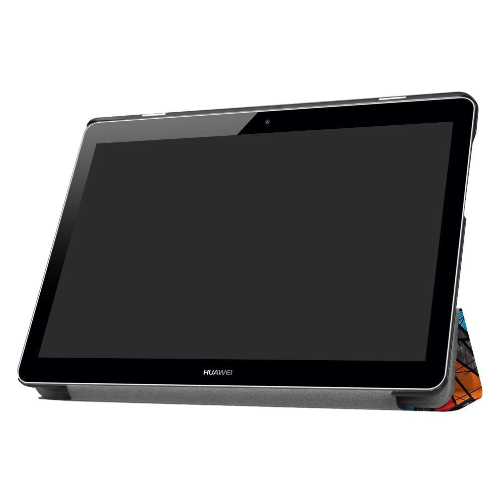 Huawei MediaPad T3 10 9.6" Cover - Tri-Fold Læder Cover "Crazy Patterns" Grå