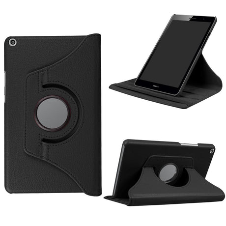 Huawei MediaPad T3 8" Cover - Læder Cover m. 360 Graders Ståfunktion Sort