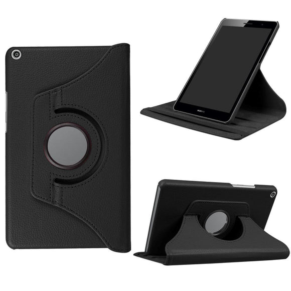 Huawei MediaPad T3 8" Cover - Læder Cover m. 360 Graders Ståfunktion Sort