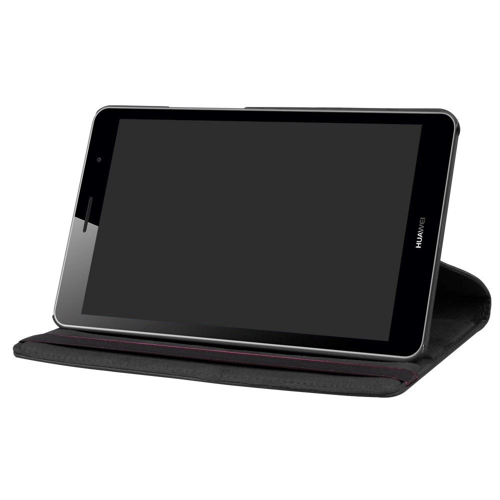 Huawei MediaPad T3 8" Cover - Læder Cover m. 360 Graders Ståfunktion Sort
