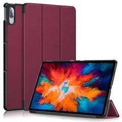 Lenovo Tab P11 Pro Tri-fold Flip Cover m. Vågeblus Funktion - Bordeaux