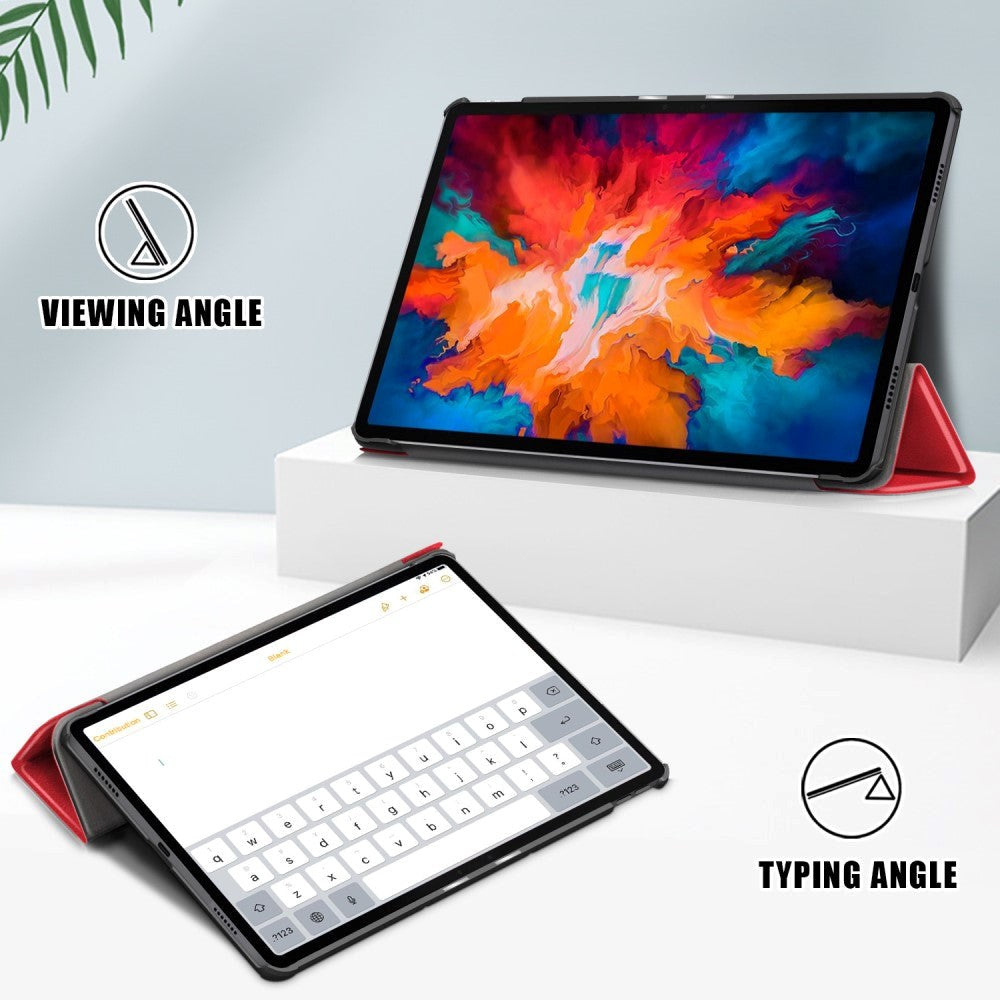 Lenovo Tab P11 Pro Tri-fold Flip Cover m. Vågeblus Funktion - Rød