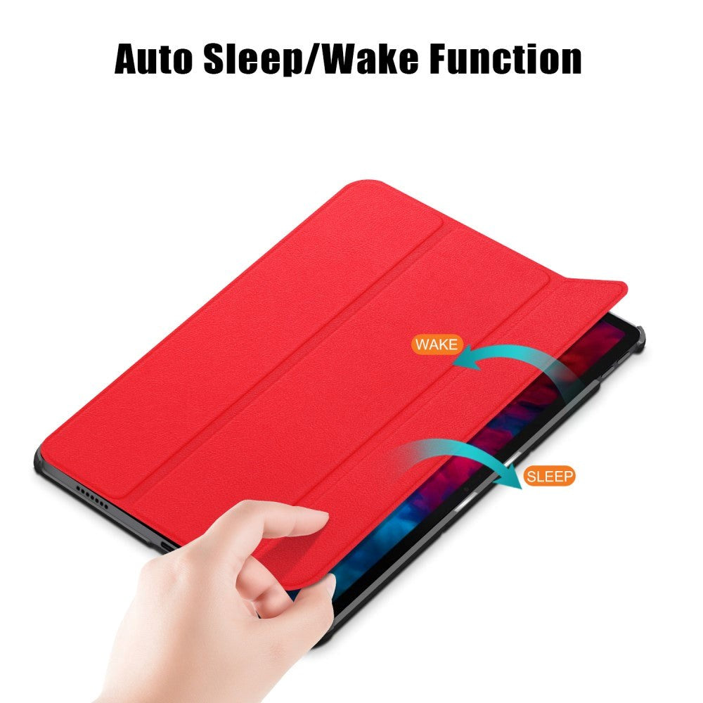 Lenovo Tab P11 Pro Tri-fold Flip Cover m. Vågeblus Funktion - Rød