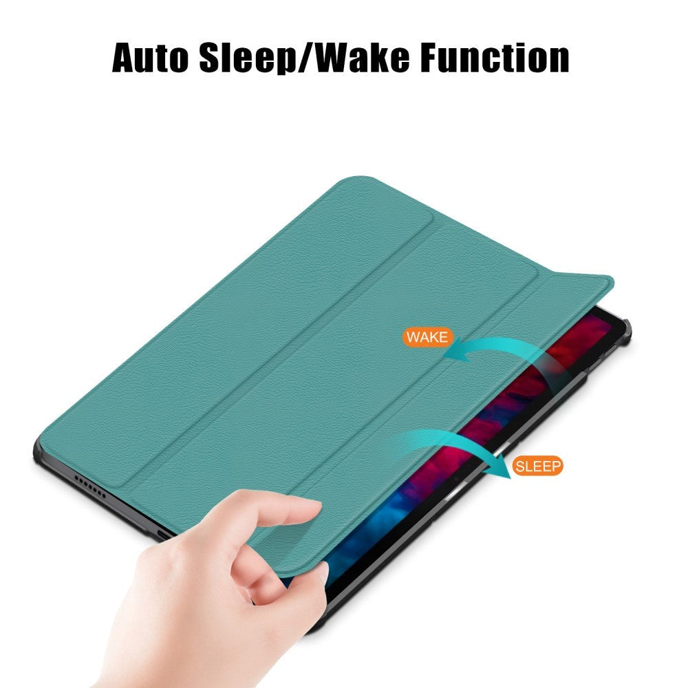 Lenovo Tab P11 Pro Tri-fold Flip Cover m. Vågeblus Funktion - Grøn