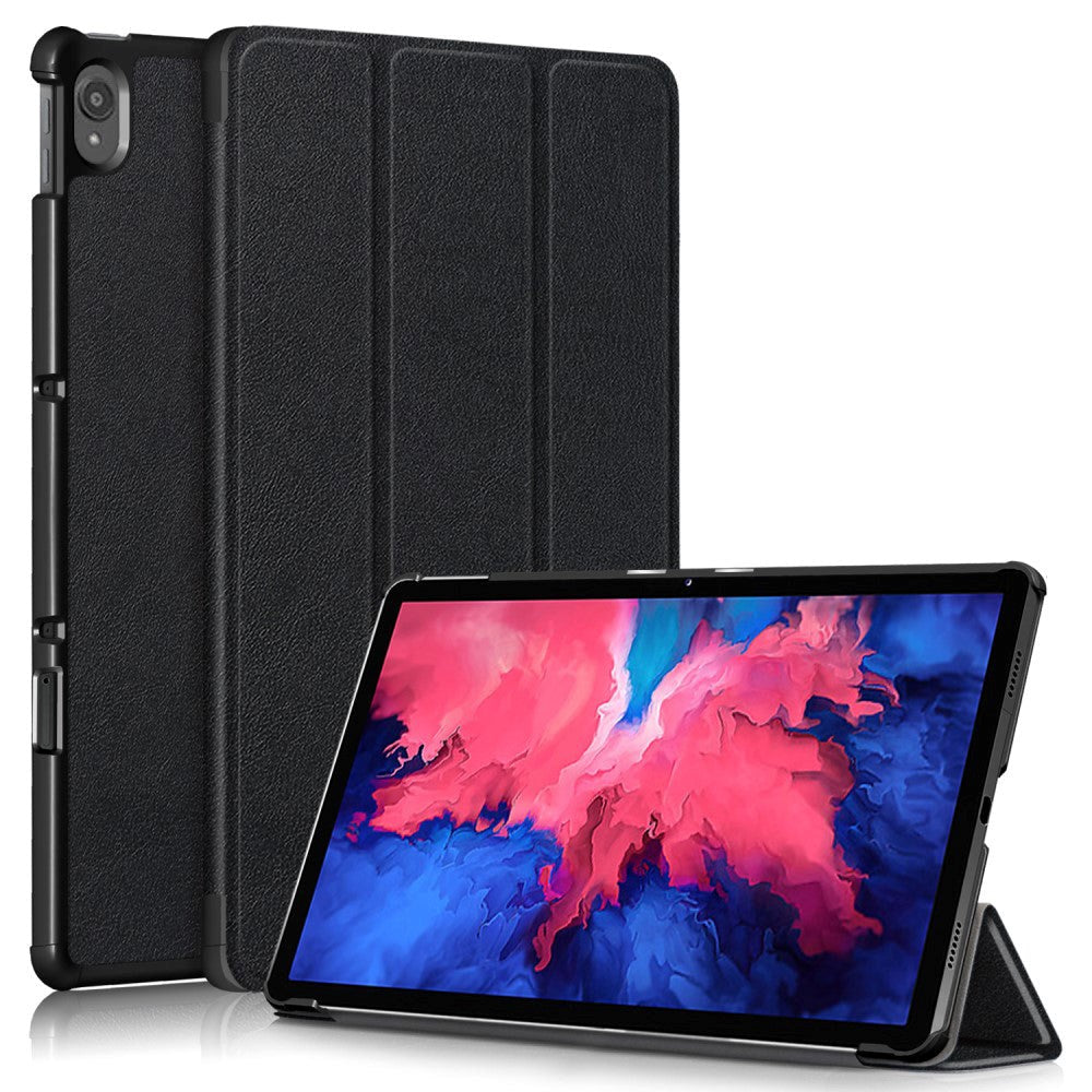 Lenovo Tab P11 / P11 (5G) / P11 Plus Tri-Fold Flip Cover m. Vågeblus Funktion - Sort