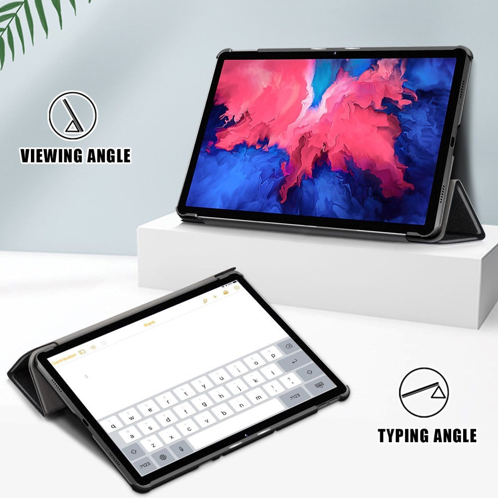 Lenovo Tab P11 / P11 (5G) / P11 Plus Tri-Fold Flip Cover m. Vågeblus Funktion - Sort