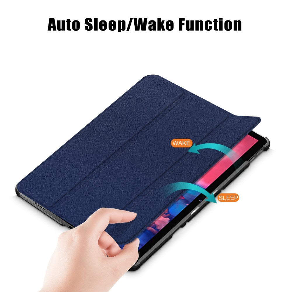 Lenovo Tab P11 / P11 (5G) / P11 Plus Tri-Fold Flip Cover m. Vågeblus Funktion - Blå