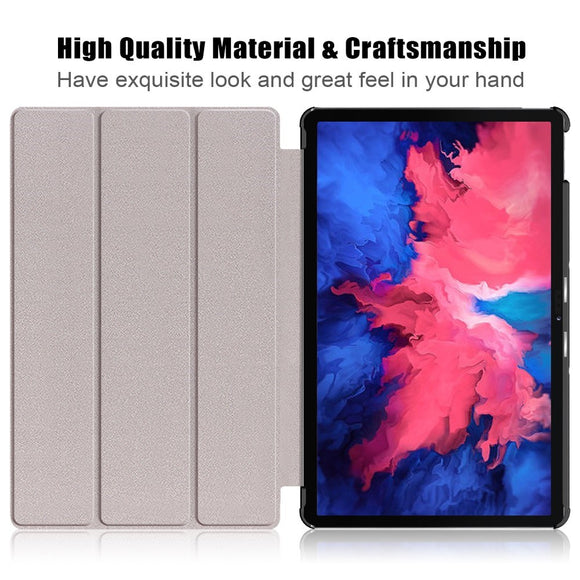 Lenovo Tab P11 / P11 (5G) / P11 Plus Tri-Fold Flip Cover m. Vågeblus Funktion - Blå