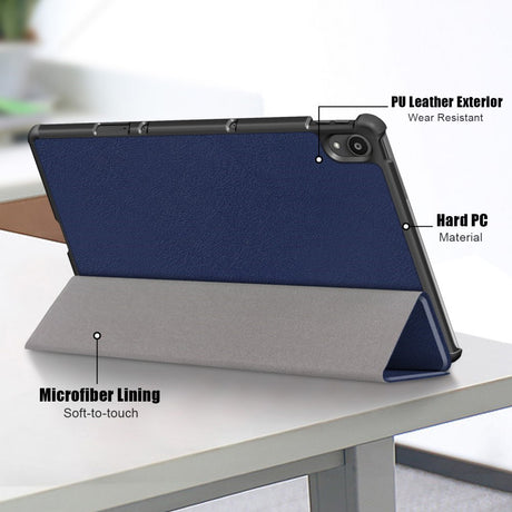 Lenovo Tab P11 / P11 (5G) / P11 Plus Tri-Fold Flip Cover m. Vågeblus Funktion - Blå