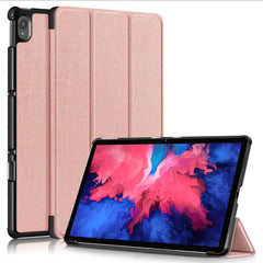 Lenovo Tab P11 / P11 (5G) / P11 Plus Tri-Fold Flip Cover m. Vågeblus Funktion - Rose Gold